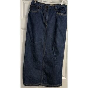Vintage Rafaella 100% Cotton‎ Denim Maxi A-Line Skirt Sz 10 Boho Grunge Western
